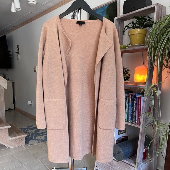 J. Crew Sweaters - J. Crew 365 Juliette Collarless Sweater-Blazer Open Front Pockets Pink Size XS